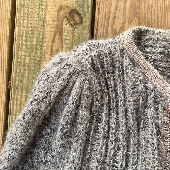 Vintage 1980s Handwoven Wool Cardigan - Open Front - Puff Shoulders - Picture 6 of 13